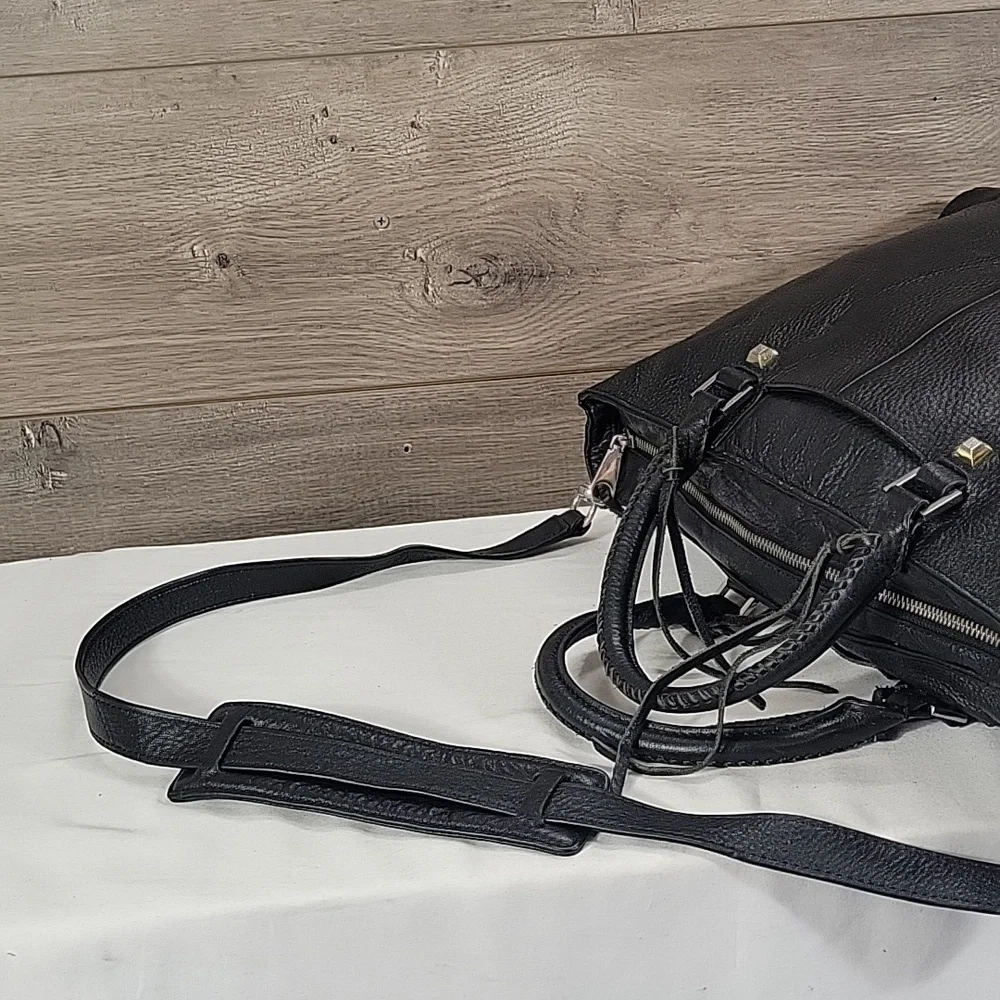 Women's Rebecca Minkoff Black Pebble Leather Business Laptop Crossbody Bag